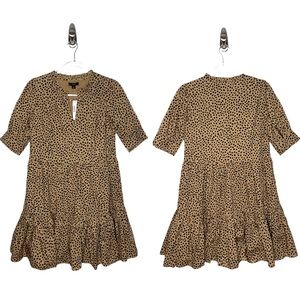 J. Crew | NWT Ruffleneck Tiered Popover Dress in Leopard Dot XS